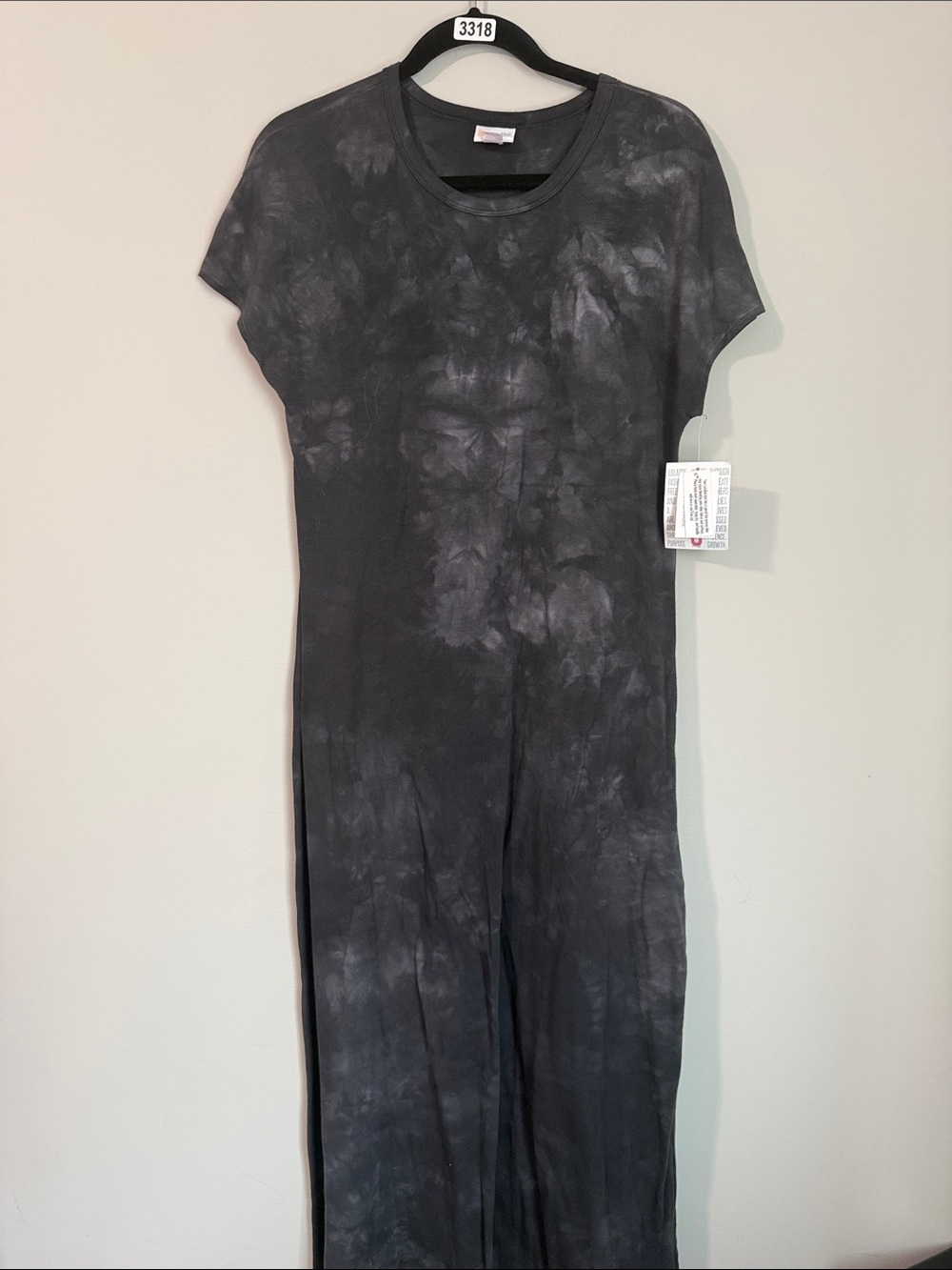 LuLaRoe Black Charcoal Tie-Dye Short Sleeve Maxi Dress
